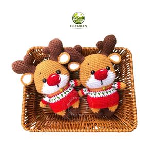 Cute Handmade Christmas Crochet Plush Doll Keychain <b>Santa</b> Tree Elk Snowman Holiday Gift Toy Living Room Indoor Matte Wholesale - Product Image 6