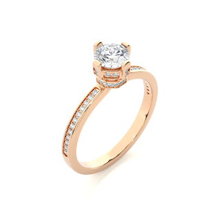 Gia Igi Certified CVD Lab Grown Created Diamond Anillo de compromiso 10K 14K 18K Gold Cut Solitaire Diamond Pave Setting - Product Image 2