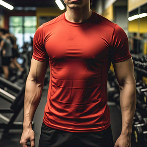 Compression Workout T-Shirts Hommes Athletic Wear T-shirt serré Top Hommes 100% Polyester Compression Tee Shirt - Product Image 2