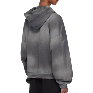 Sudaderas con capucha de rizo francés lavadas con ácido Vintage para hombre 500GSM Baggy Zip up 100% algodón ODM Supply con logotipo personalizado - Product Image 6