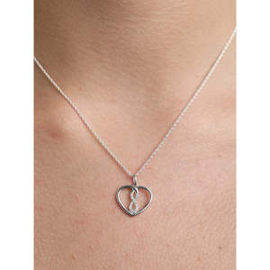 Collier chaîne pendentif cœur infini CLARA en argent sterling 925, géométrique, or blanc, or rose, diamant, zircon, perle, tendance - Product Image 6