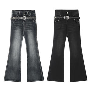 Jeans en denim droit taille mi-haute pour femmes, écologiques, imperméables, respirants, 100% coton, mode formelle été automne hiver - Product Image 1