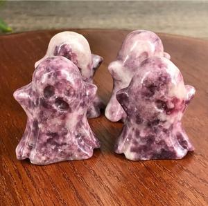 Antique Feng Shui Handmade Ghost Mascot Natural Lepidolite Gemstone Carving Wholesome Home Decor Gifts Engraved Ghost <b>Craft</b> - Product Image 6