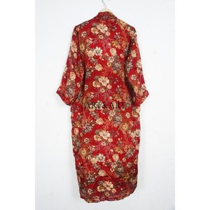 Kimono de Seda de Lujo, Ropa de Estar, Regalo, Estilo Boho, para Festivales de Verano, Uso Diario, Sexy, Hecho a Mano, Vintage, Sari, Manga 3/4, Salida de Playa - Product Image 5