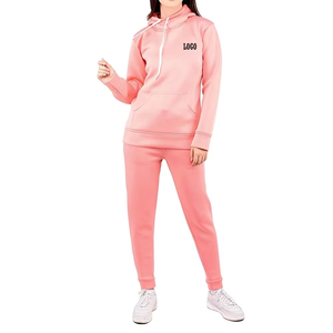 Nueva llegada ropa activa algodón pulóver con capucha ropa deportiva chándales de mujer Casual manga larga traje deportes chándal de gran tamaño - Product Image 3