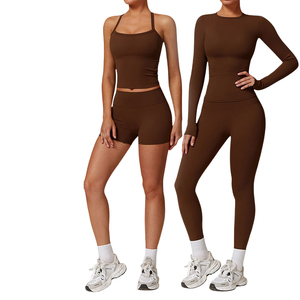 Nuevo Conjunto de Yoga para Mujer Talla Grande, 2 Piezas, Top Corto de Manga Larga, Ropa Deportiva, Conjuntos para Hacer Ejercicio - Product Image 1