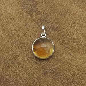 Elegant 925 Sterling Silver <b>Citrine</b> <b>Pendant</b> Necklace Natural Hammered Design for Wedding Parties Gift Charm Link Chain Jewelry - Product Image 2