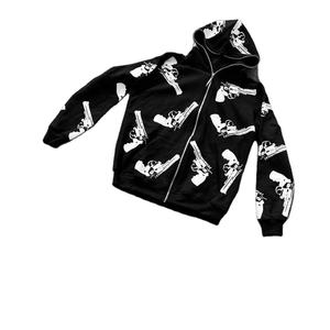 เสื้อฮู้ดดี้พิมพ์ลายกะโหลกแบบซับลิเมชั่นสำหรับผู้ชาย/เสื้อฮู้ดดี้แขนยาวพิมพ์ลายกะโหลกแบบซับลิเมชั่นสำหรับผู้ชาย - Product Image 1