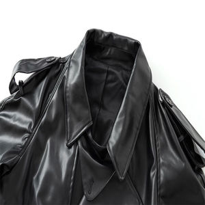 Faux Leather Biker Jacket Winter High Street Style Zipper Closure <b>Fur</b> <b>Trim</b> Front Logo Windproof & Breathable Wholesale - Product Image 4