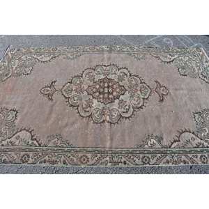 Tapis turc classique Vintage Beige marron 5.1x8.8 pieds laine faite à la main avec support en latex Rectangle Patchwork motif pour chevet - Product Image 4