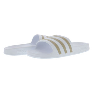 Adidas Adilette Aqua Unisex Slides White <b>EVA</b> Summer Slippers With Gold Stripes EF1730 Authentic China Made - Product Image 4