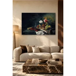 ภาพพิมพ์บนผ้าใบลายวิโอเลต ฟิดา ดอกกุหลาบ และผลไม้ แบบคลาสสิก - Product Image 5