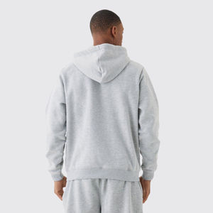 Sudadera con capucha con cremallera de lana de peso pesado 400 Gsm 100% algodón negro sólido ajuste Regular temporada de invierno cuello con capucha cremallera térmica - Product Image 2