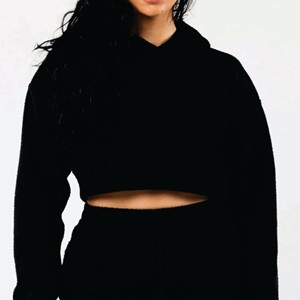 Conjunto Deportivo de 2 Piezas para Mujer, Top Corto con Cordón y Manga Larga, Sudadera con Capucha y Pantalones Deportivos de Cintura Alta - Product Image 6