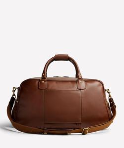 Cognac Brown Genuine <b>Leather</b> Luxury <b>Weekender</b> <b>Bag</b> Polyester <b>for</b> <b>Men</b> Women Large Travel Duffle Carry Overnight Tote Gym Sports - Product Image 1