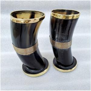 Viking Drinking Horn Best Quality Glass Set Handmade Animal Polished Buffalo Ox Horn <b>Natural</b> <b>Crafts</b> - Product Image 1