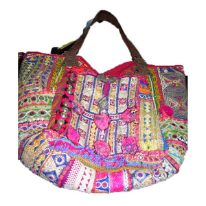 Fabriqué à la main grande capacité coton sac fermeture éclair Festival bohème Design ethnique broderie couleurs vibrantes traditionnel Portable - Product Image 1