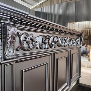 Hand Carved Mahogany King Platform <b>Bed</b> with Antique Style Carved Design and Side <b>Cabinet</b>-Traditional Bedroom Furniture - Product Image 4
