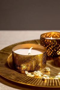 <b>Large</b> Decorative Metal Wax <b>Candle</b> Jar With Intricate Patterns Ideal For Living Room Centerpieces And Evening Ambiance - Product Image 4