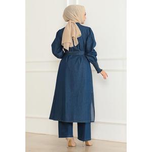 Ensemble de jeans déchirés bleu foncé 19227, haut en coton à manches longues et col rond décontracté pour femmes, taille XS à XL - Product Image 4