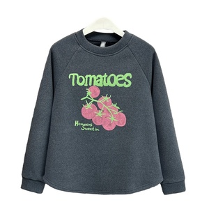 Sweat-shirt à capuche en laine peignée écologique pour adolescentes et femmes, coupe décontractée, chaud, coupe-vent, épais, imprimé, col rond, style lanterne, pour l'hiver - Product Image 2