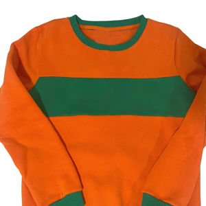 Sudadera de cuello redondo de algodón 100% personalizada para mujer, color verde bosque, talla grande, con bordado de chenilla y letras, estampado de manga naranja - Product Image 2
