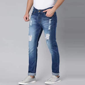 Low MOQ Men's Straight Stylish Winter Denim Jeans Street Wear Fitting Washed Slim Fit <b>Stretch</b> Pants Comfortable Reasonable Price - Product Image 3