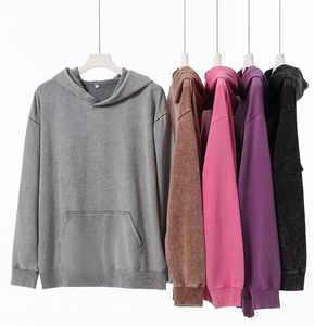 Topshow Streetwear Sweat À Capuche Coton Polaire Lavage À L'acide Vintage Logo Personnalisé À Capuche Surdimensionné Stone Wash Sun Faded Hoodies - Product Image 2