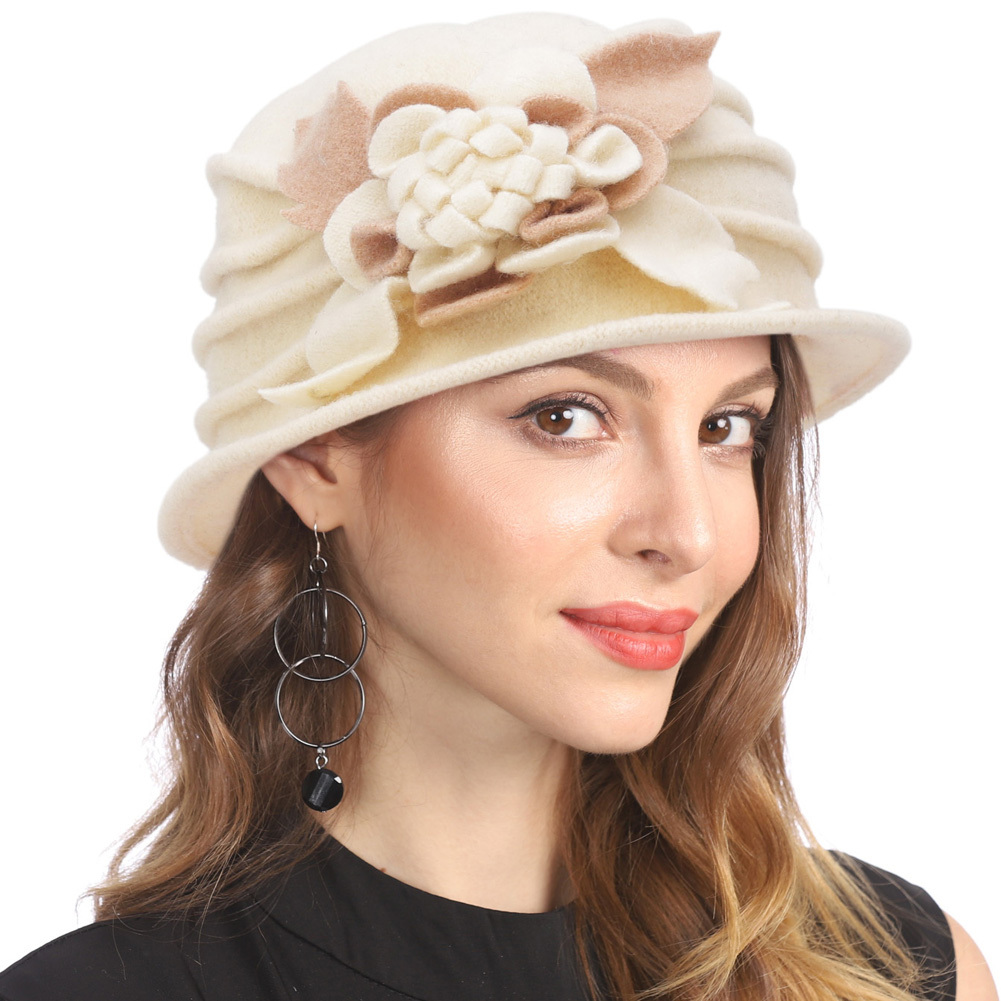 Warm Woman Hats - Vintage Floral Wool Berets for Winter display picture 1