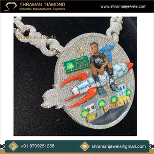 เครื่องประดับแฟชั่นหรูคุณภาพสูงสำหรับผู้ชาย จี้เพชรโมอิสซาไนต์ทรงกลมแบบฮิปฮอป รุ่น “ROCKET MAN” ประดับเพชร VVS พร้อมสร้อยคิวบันแบบแหลม 18 นิ้ว - Product Image 4