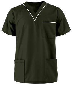 Uniformes hospitaliers unisexes personnalisés de haute qualité, col en V, poches avant, Spendix, uniformes médicaux tissés en soie, uniformes hospitaliers - Product Image 1