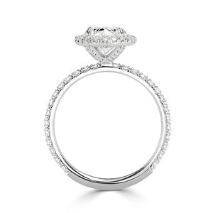 Bague élégante demi-éternité avec halo de diamants ovales en or blanc certifiée IGI GIA, cultivée en laboratoire, pour la vente en gros de bijoux pour femmes - Product Image 3