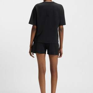 Conjunto de 2 Piezas de Ropa Casual y de Moda Urbana para Mujer, Camisetas y Pantalones Cortos de Algodón Puro, Color Sólido - Product Image 4