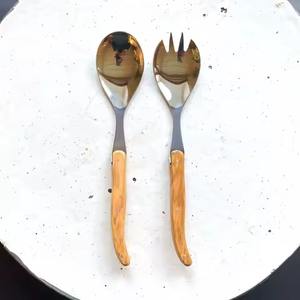 Fabulosos Servidores de Ensalada de Acero con Mangos Elegantes, Utensilios para Ensaladas para Eventos y Restaurantes de Catering - Product Image 6