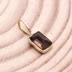 Colgante de piedras preciosas de cuarzo ahumado 14K oro amarillo piedra curativa joyería Reiki Chakra piedra natal de cuarzo ahumado para venta al por mayor - Product Image 4