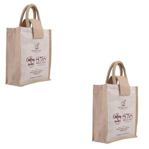 Vente en gros Sac fourre-tout en jute réutilisable écologique personnalisé Sac en toile de jute naturelle laminée Sac fermeture à bouton en vrac OEM pour femmes - Product Image 2