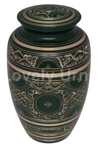 โกศผู้ใหญ่สําหรับงานศพทองเหลืองแกะสลักสีเขียวและสีทองสําหรับถุงกํามะหยี่ฟรีเถ้ามนุษย์ - Product Image 2