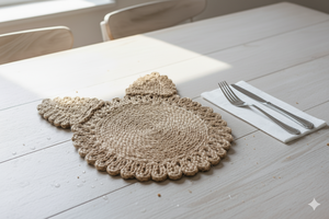 แผ่นรองจาน/ที่รองแก้วทรงกลมขนาด 12 นิ้ว ทำจากปอกระเจาธรรมชาติ ถักด้วยมือ ใช้ซ้ำได้ กันลื่น เป็นมิตรกับสิ่งแวดล้อม เหมาะสำหรับงานแต่งงาน งานเลี้ยง - Product Image 2