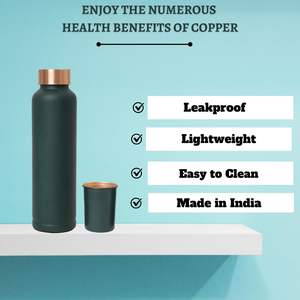 Darkish Forest Green <b>Copper</b> <b>Water</b> <b>Bottle</b> for Drinking Top Selling Standard Design Multi Option Gifting Purpose <b>Bottle</b> Available - Product Image 5