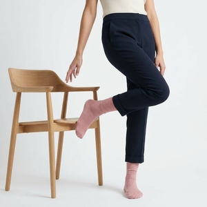Calcetines de punto acanalado rosa sólido para mujer, transpirables, a media pantorrilla, para uso diario, de alta calidad, de algodón/fibra de bambú, compresión CLASE 1 - Product Image 4