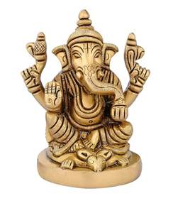 Latón Ganesha sentado en Mushak latón moda Ganesha estatua hogar Od Ganesh escultura Diwali artículo decorativo - Product Image 1