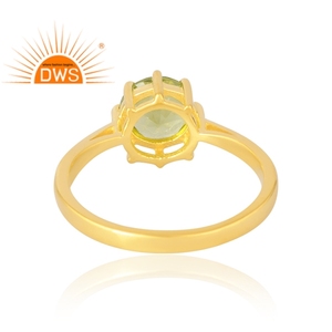 Latest Selling <b>925</b> Sterling <b>Silver</b> 18K Gold Plated Natural Peridot Gemstone <b>Ring</b> Prong for Certified Demi Fine Jewelry - Product Image 2