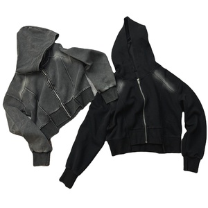 Personalizado Sun Faded Unisex Cremallera Sudadera con capucha Boxy Fit Peso pesado Transpirable En blanco Sin primavera Sudaderas con capucha Bajo MOQ precio bajo - Product Image 1