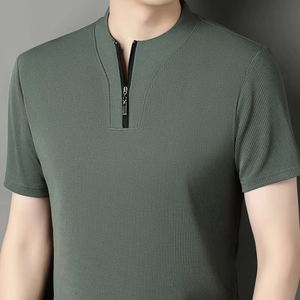 เสื้อโปโลสำหรับผู้ชายเสื้อถักไหล่อานลำลองแบบหรูหรารุ่นเกาหลีฤดูร้อน - Product Image 1