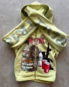 Sudadera con capucha de moda americana abrigo gráficos impresos cremallera de gran tamaño Sudadera de punto mujeres Y2K Harajuku Goth Casual Joker sudadera - Product Image 3