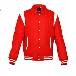 Jaket Sailor Collar Baseball merah jaket universitas terbaik jaket Bomber kampus merah dan putih pria