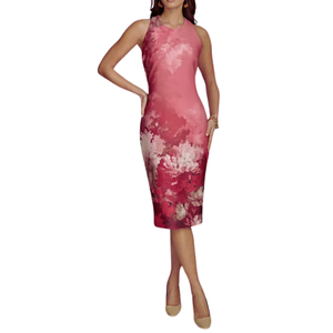 Robe fourreau mi-longue élégante et chic à imprimé floral pour femmes Denim décontracté avec décoration en cristal brodé pour les occasions de printemps - Product Image 2