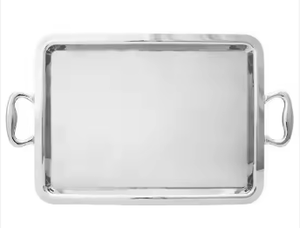 Bandeja de servicio ovalada plateada de aluminio ecológica moderna Características decorativas para bodas y cenas de Ramadán - Product Image 4