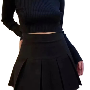 Jupe plissée vintage grise en coton pour femmes Kawaii Mini jupes taille haute Uniforme scolaire mode coréenne Harajuku Streetwear printemps - Product Image 1