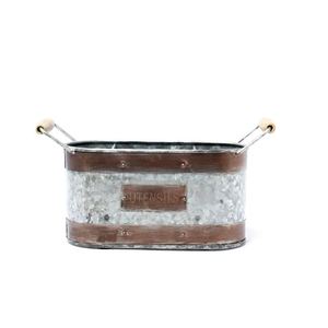 Rustic Galvanized Metal Utensil Holder with Silicone Material Shape Spoon for Kitchen Home Hotel Restaurant Wedding - Product Image 1
